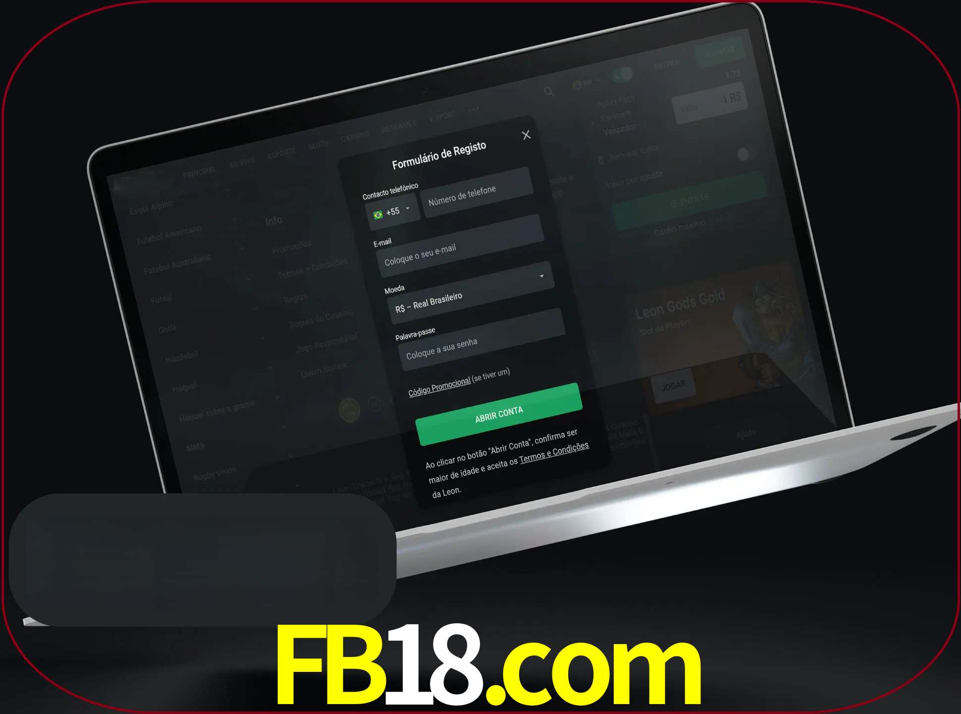 Abra o site da LeonBet e crie sua própria conta.