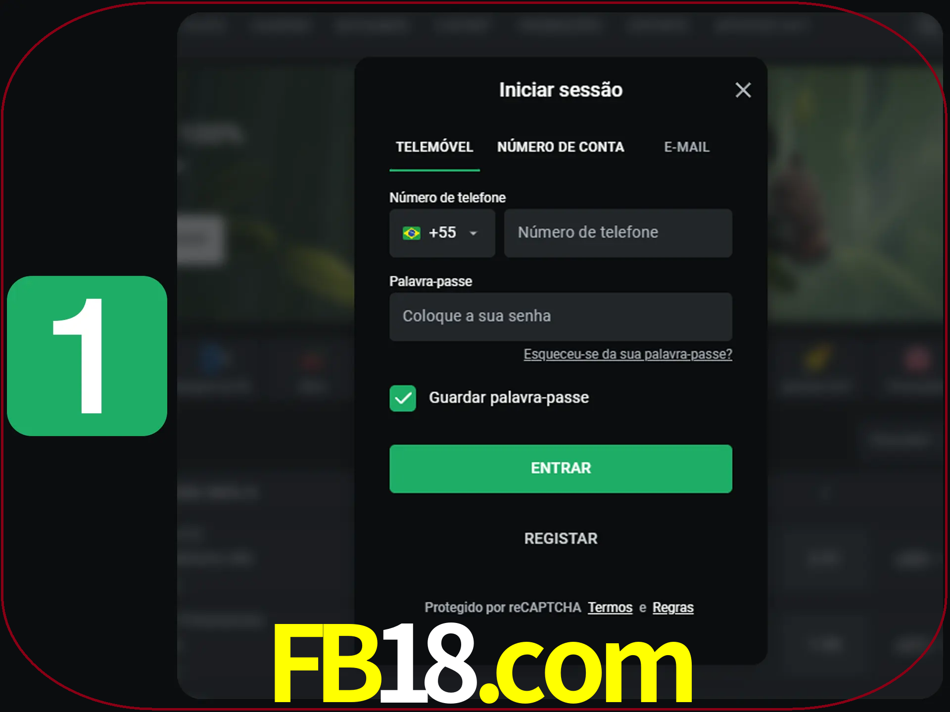 Clique no botão Entrar.